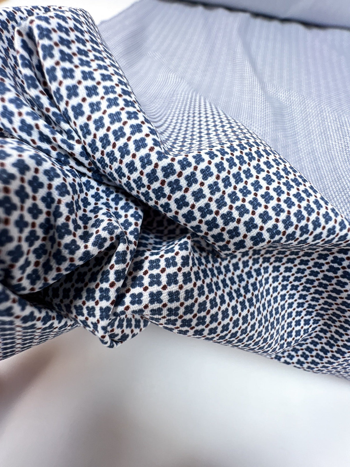Polyamide Elastane Crepe Printed Blue White