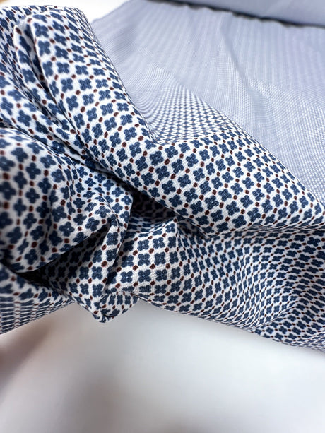 Polyamide Elastane Crepe Printed Blue White