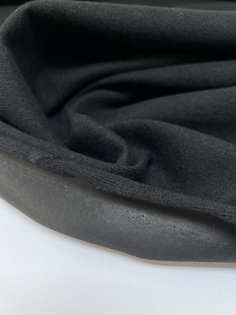 Black Wool Fused Knitted Fabric
