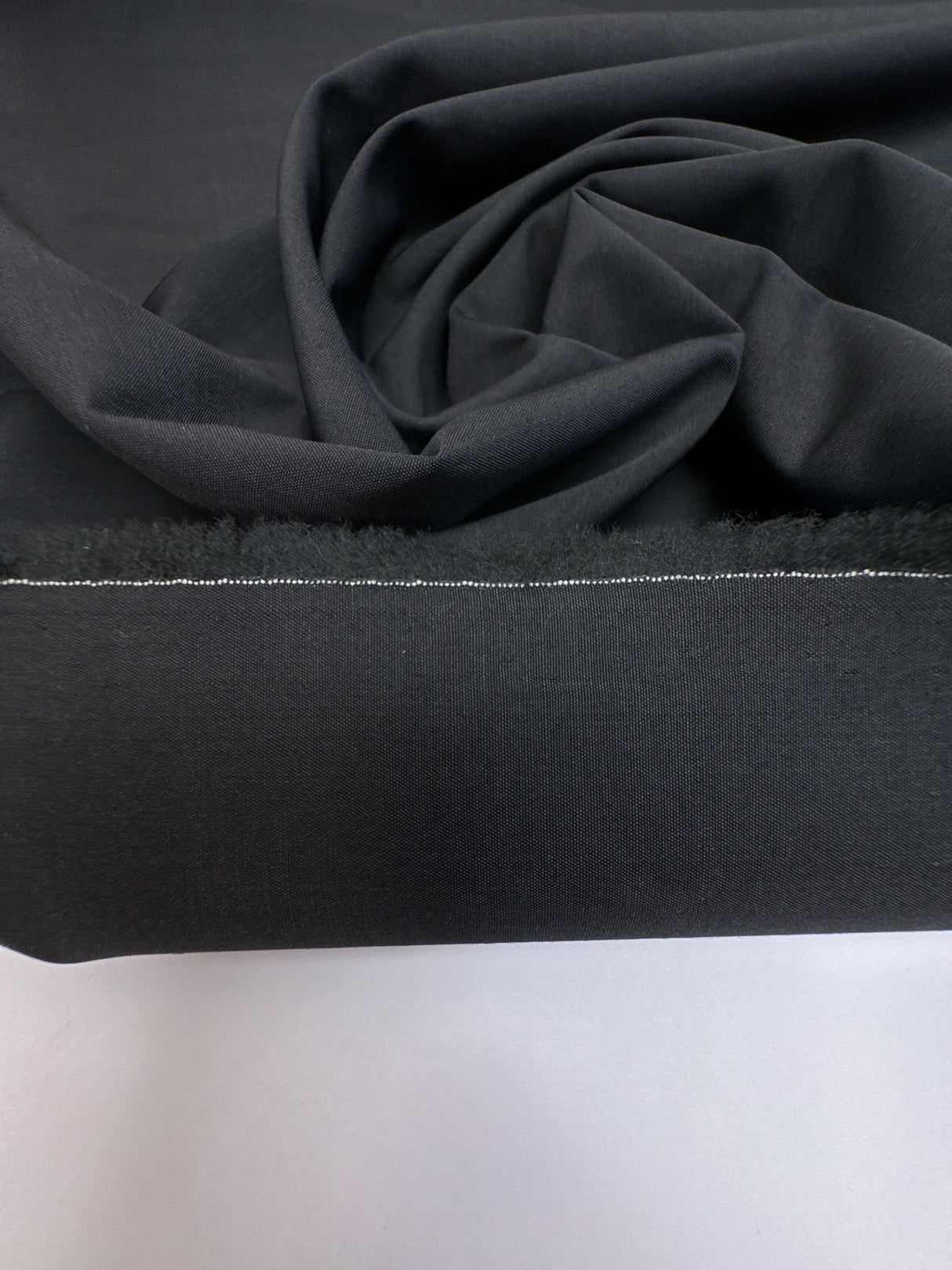 Black Virgin Wool Oxford Weave