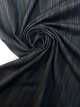 Wool Striped Fabric Black Blue