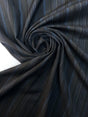 Wool Striped Fabric Black Blue