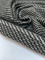 Cotton Wool Tweed Striped Black White