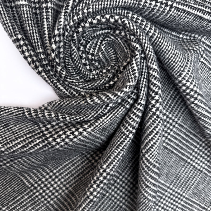 Wool Tweed Checked Gray Black