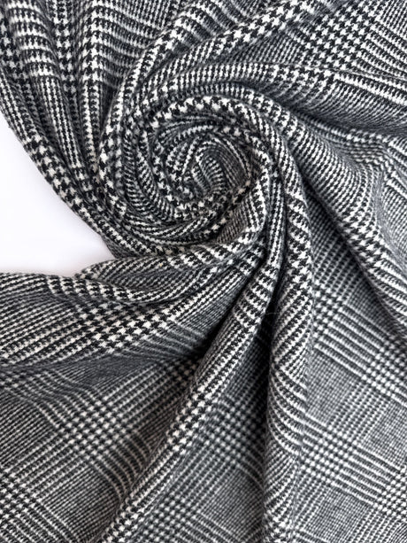Wool Tweed Checked Gray Black