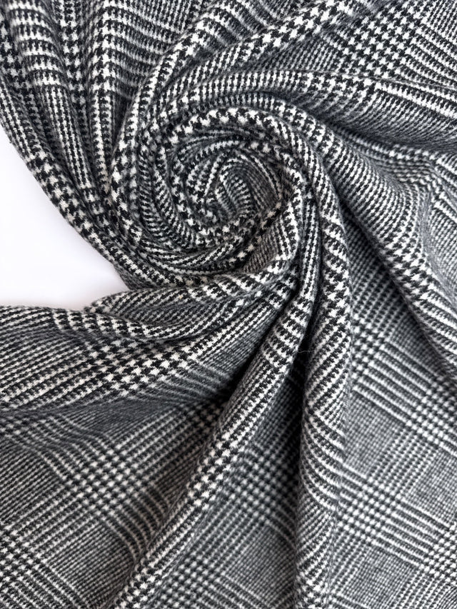 Wool Tweed Checked Gray Black
