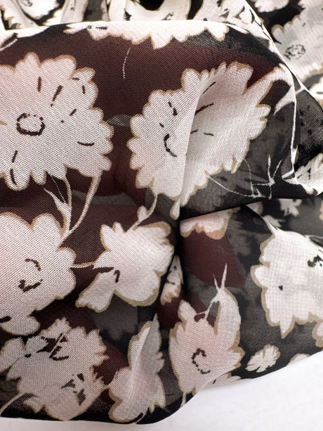Polyester Chiffon Floral Print Beige Black