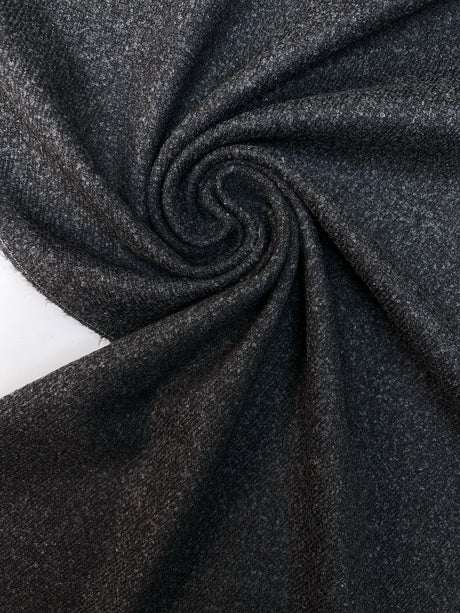 Italian Bouclé Coat Fabric Gray Black