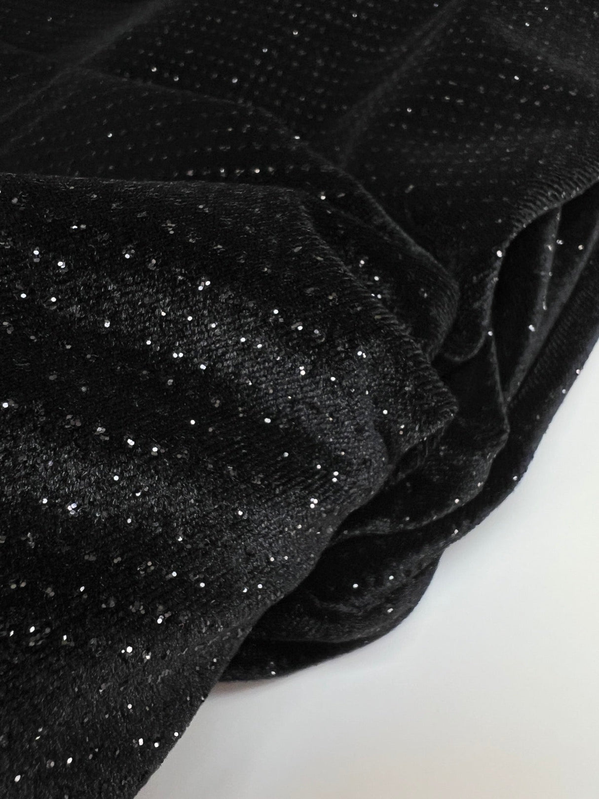 Black Velour Knitted Polyamide Stretch Fabric