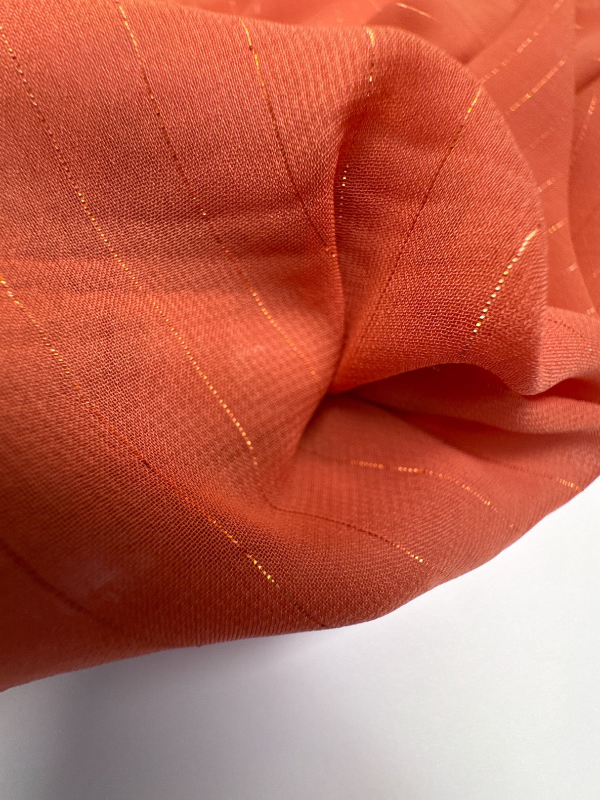 Orange Polyester Lurex Chiffon