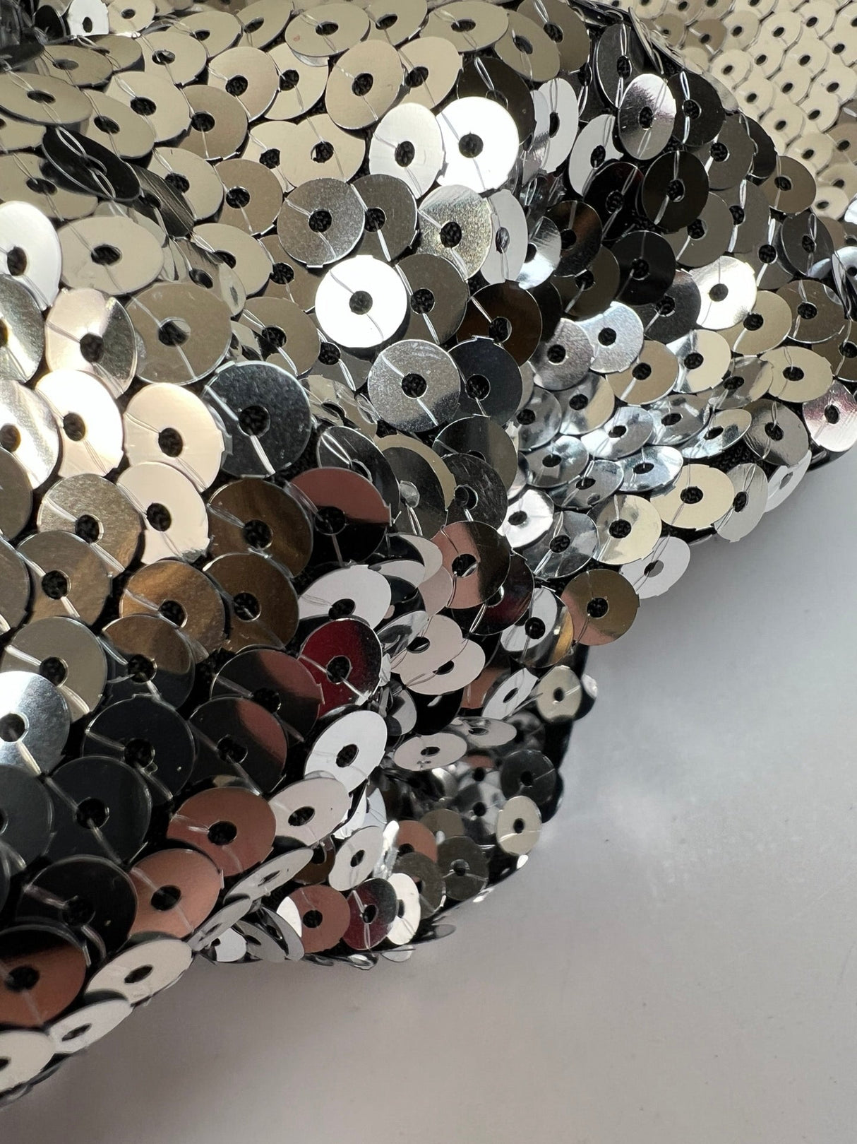 Silver Sequined Polyamide Knit