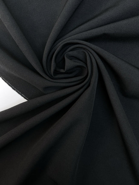 Black Wool Cotton Moiré Fabric