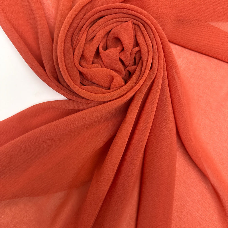 Orange Polyester Crepe Fabric