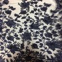 3D Embroidered Satin Floral Pearl Lace Fabric - 100 Percent Polyester Fabric, Floral Pearl Embroidery, 52" Width, 12" Panel (1 Yard)