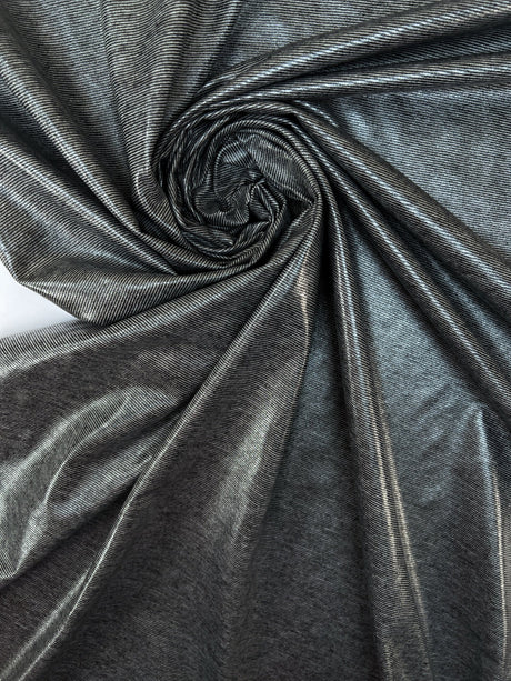 Polyester Cotton Polyurethane Knitted Gray Stripe