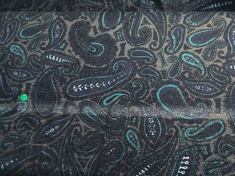Cotton Stretch Knitted Fabric in Gray Blue Print