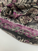 Printed Black Purple Lurex Chiffon