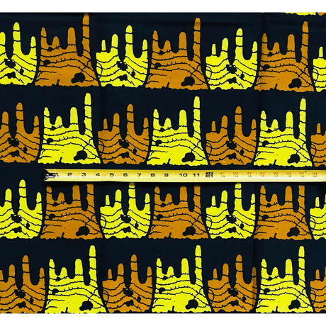 Njoya’s Might 100% Cotton Fabric - Brown, Yellow, Black Double-Sided Print, 46" Width (Per Yard)