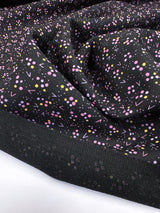 Virgin Wool Printed Black Pink Fabric