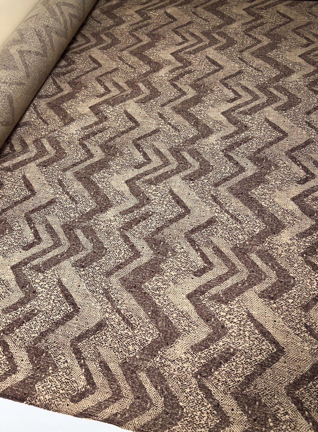 Printed Wool Fabric Brown Beige