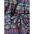 Abimbola Stretch Cotton Satin Fabric - Navy, Orange, Marigold, Beige African Print, 58" Width (1 Yard)