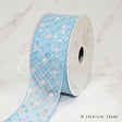 1 1/2" Criss Cross Stitch W/Floral Sequins Mesh Ribbon-10 Yd (Blue)