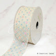 1 1/2" Criss Cross Stitch W/Floral Sequins Mesh Ribbon-10 Yd (Ivory)