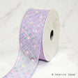 1 1/2" Criss Cross Stitch W/Floral Sequins Mesh Ribbon-10 Yd (Lavender)