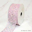 1 1/2" Criss Cross Stitch W/Floral Sequins Mesh Ribbon-10 Yd (Pink)