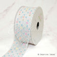 1 1/2" Criss Cross Stitch W/Floral Sequins Mesh Ribbon-10 Yd (White)