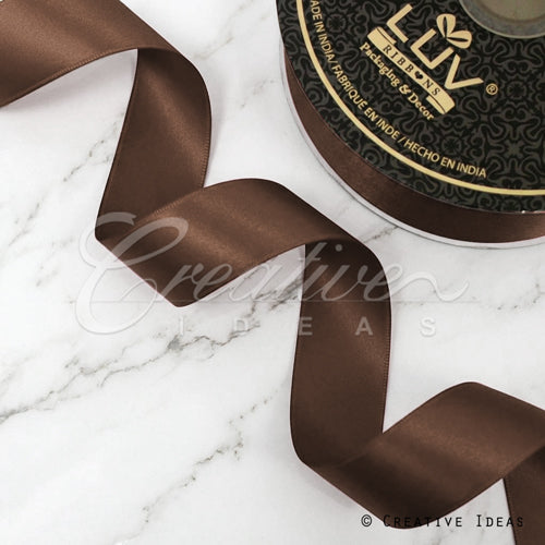 1 1/2" Double Face Satin-25 Yds (Brown)