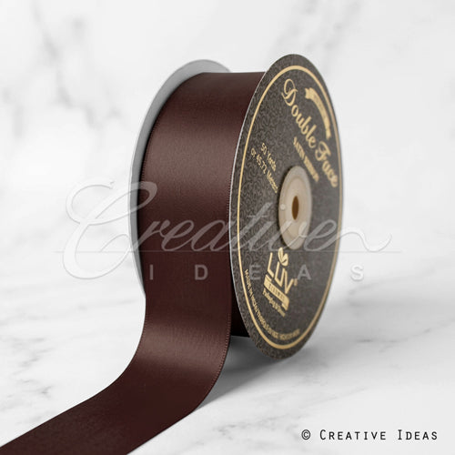 1 1/2" Double Face Satin-25 Yds (Brown)