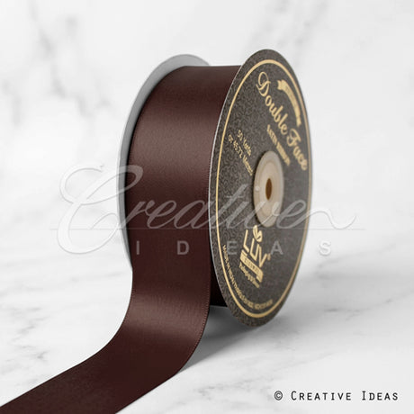 1 1/2" Double Face Satin-25 Yds (Brown)