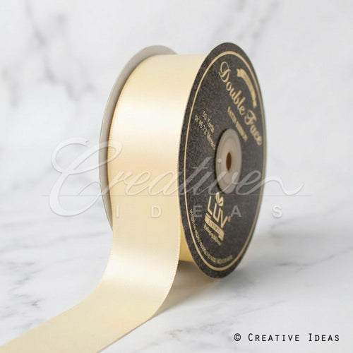 1 1/2" Double Face Satin-25 Yds (Ivory)