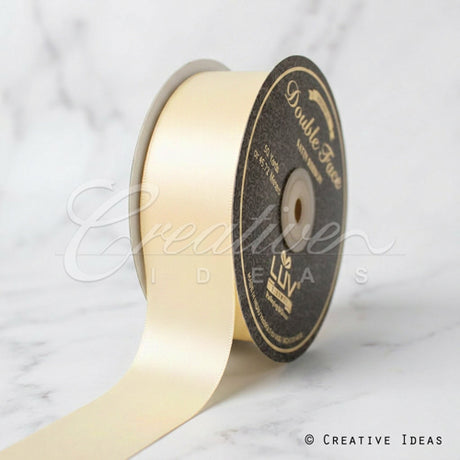 1 1/2" Double Face Satin-25 Yds (Ivory)