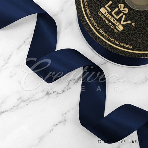 1 1/2" Double Face Satin-25 Yds (Navy Blue)