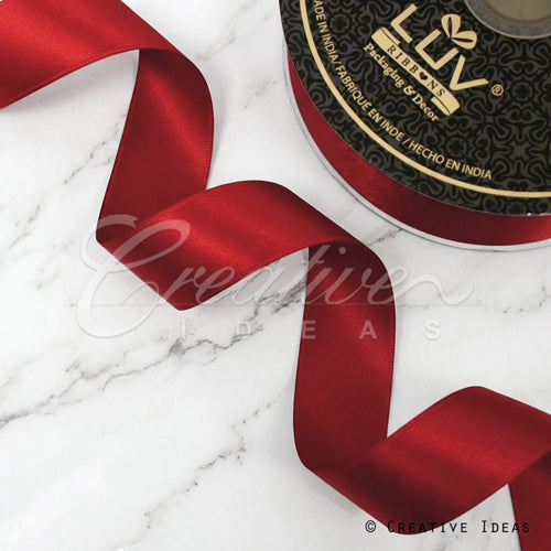 1 1/2" Double Face Satin-25 Yds (Scarlet Red)