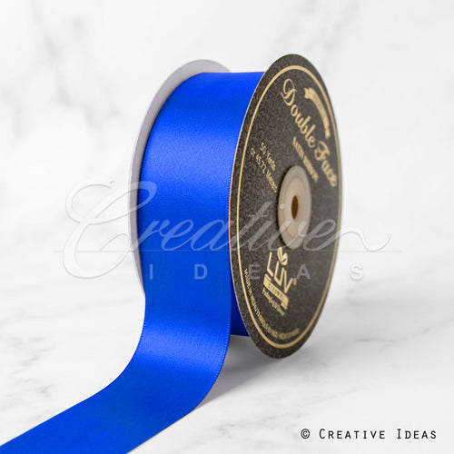 1 1/2" Double Face Satin-25 Yds (Vibrant Blue)