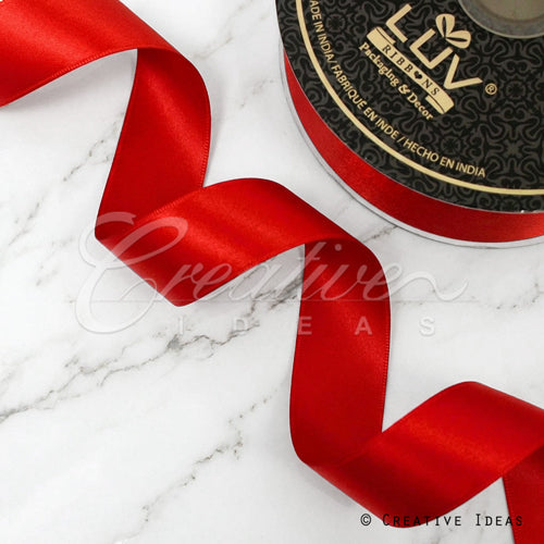 1 1/2" Double Face Satin-25 Yds (Vibrant Red)