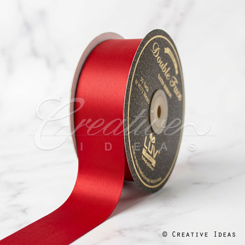 1 1/2" Double Face Satin-25 Yds (Vibrant Red)