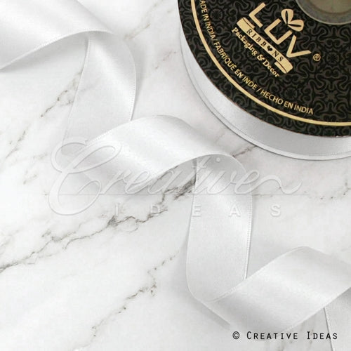 1 1/2" Double Face Satin-25 Yds (White)