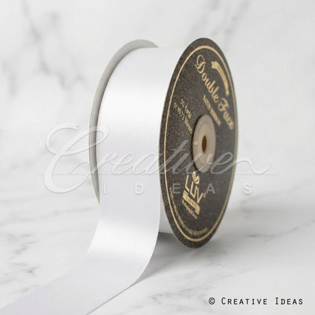 1 1/2" Double Face Satin-25 Yds (White)