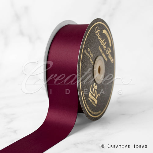 1 1/2" Double Face Satin-25 Yds (Wine)
