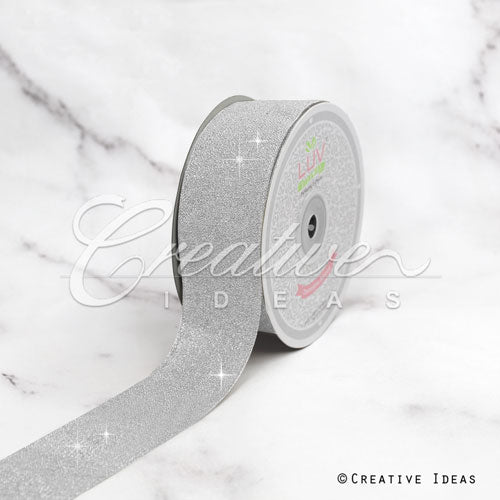 1 1/2" Metallic Taffeta - 25 Yards (Silver)