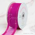 1 1/2" Organza With Satin And Gold Edge Ribbon - 25 Yards (Fuchsia)