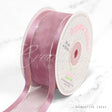 1 1/2" Organza With Satin And Gold Edge Ribbon - 25 Yards (Rosy Mauve)