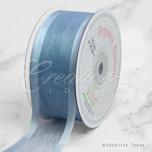 1 1/2" Organza With Satin Edge Ribbon - 25 Yards (Antique Blue)
