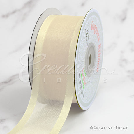 1 1/2" Organza With Satin Edge Ribbon - 25 Yards (Antique White)