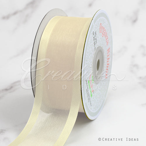 1 1/2" Organza With Satin Edge Ribbon - 25 Yards (Antique White)
