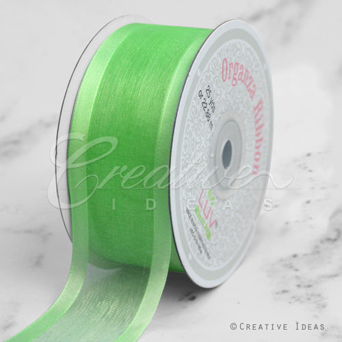 1 1/2" Organza With Satin Edge Ribbon - 25 Yards (Apple Green)